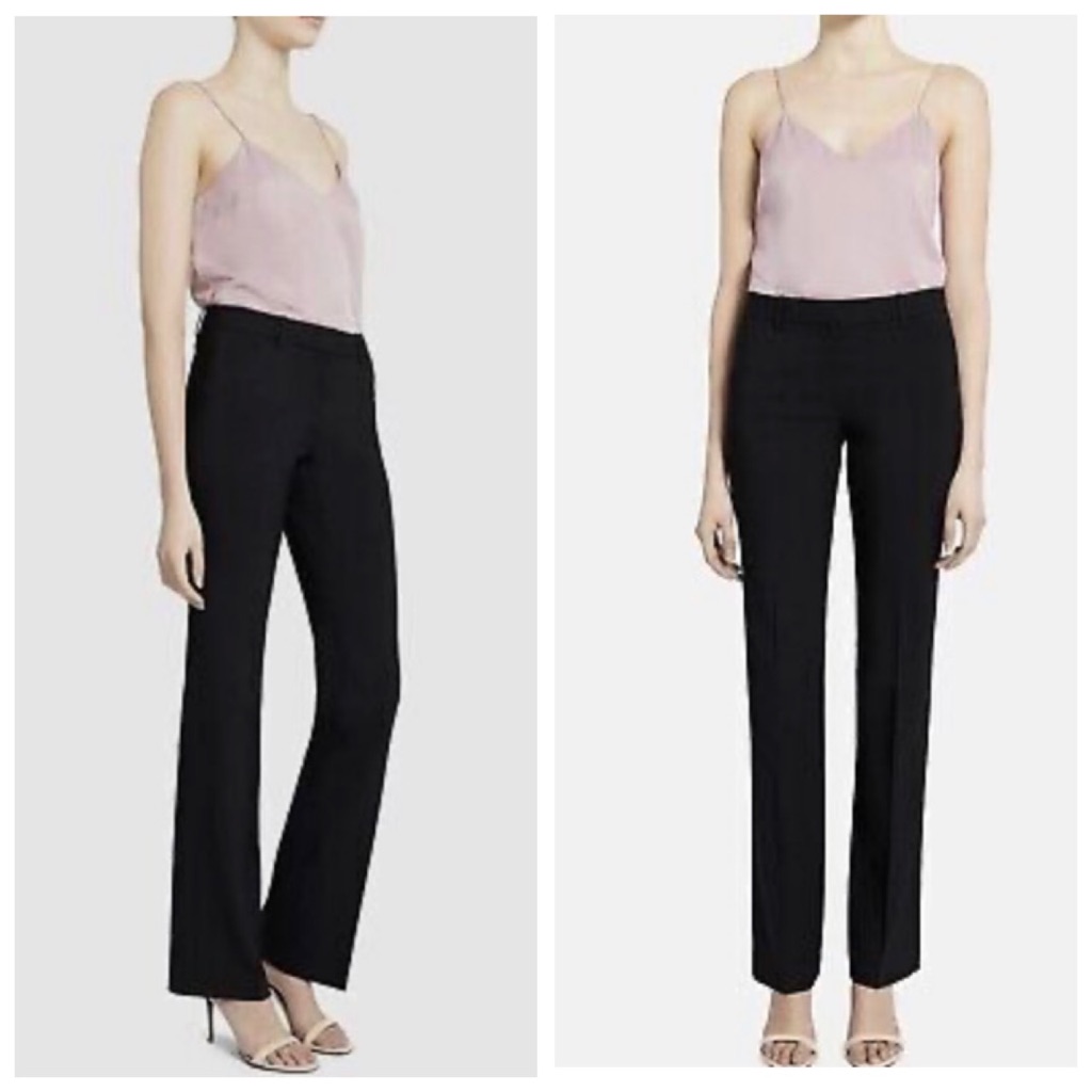 Theory Rosel Cb Solla Black Satin Trim Straight Leg Pants